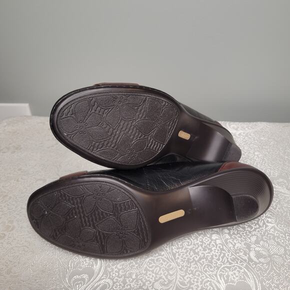 Softspots Black Heels Women's Size 11 M Leather Comfort Neutral Low Buckle Soft - Picture 9 of 9
